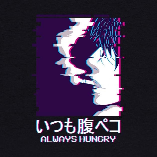 Always Hungry Smoking Anime Boy Vaporwave by Alex21